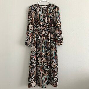 Belle Boho by Kim Gravel Petite Rustic Paisley Dress - Black (Sz XSP) a652507